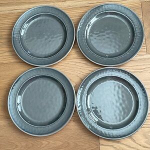 POTTERY BARN Cabana Melamine Salad Plates Charcoal, NWT